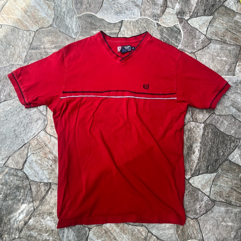 Chaps Red V-Neck Short Sleeve Tee